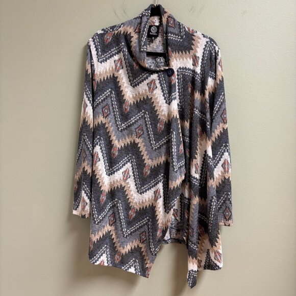 Bobeau Womens Cardigan Wrap Size 3X Aztec Western Lightweight Asymmetric Button - Picture 1 of 12